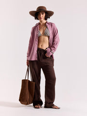 Dusty Rose Linen-blend Shirt